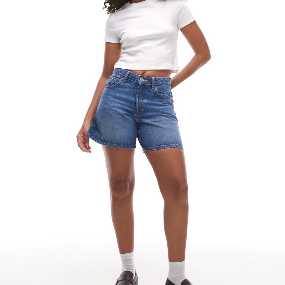 Topshop Hourglass denim Editor shorts in mid blue- Size 6